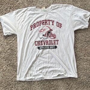 Vintage Men’s XL Round Trip Recycled Heavy Cotton White Graphic Chevy T Shirt